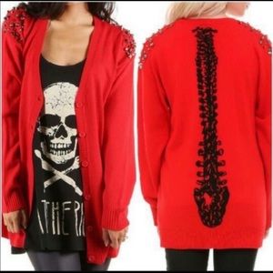 Iron Fist Spineless Studded Cardigan Red L